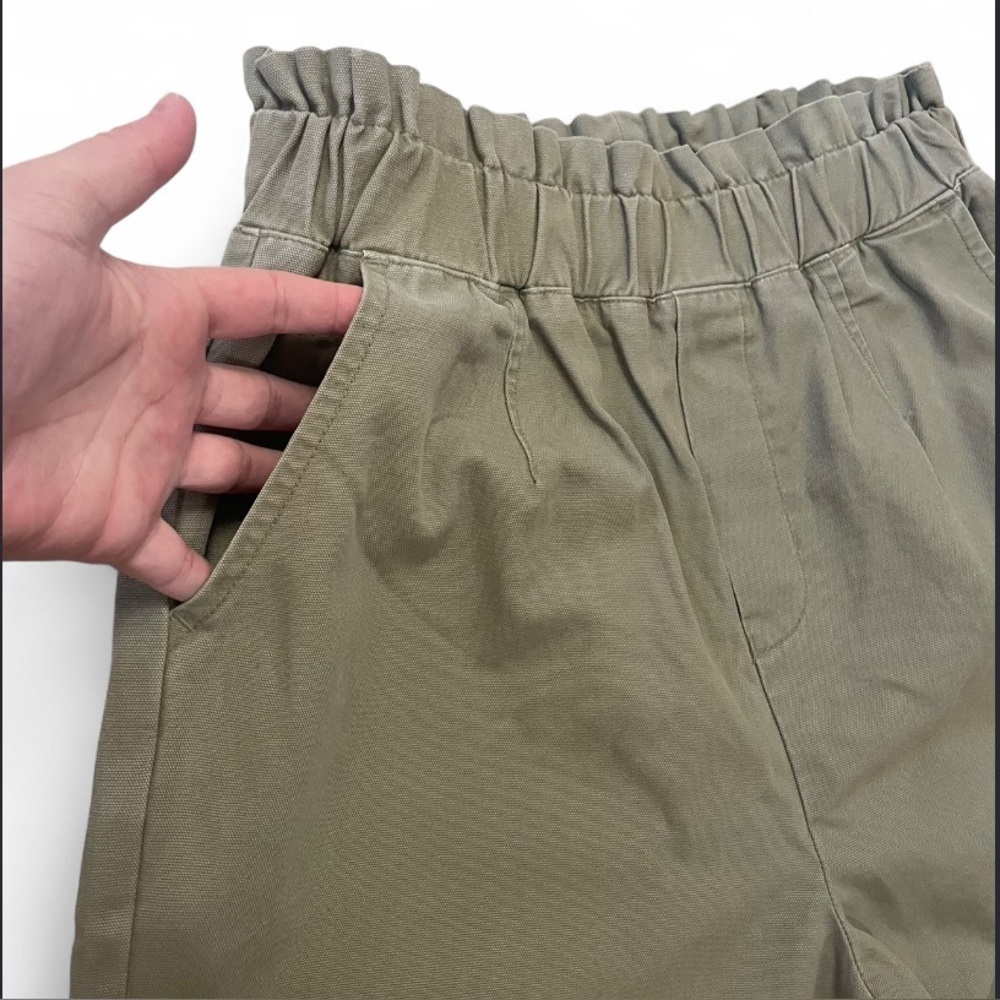 Zenana Olive Green Wide Leg 100% Cotton Pants Medium Boho Granolachic Butter Mom - Picture 2 of 6